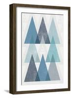 Mod Triangles IV Blue-Michael Mullan-Framed Art Print