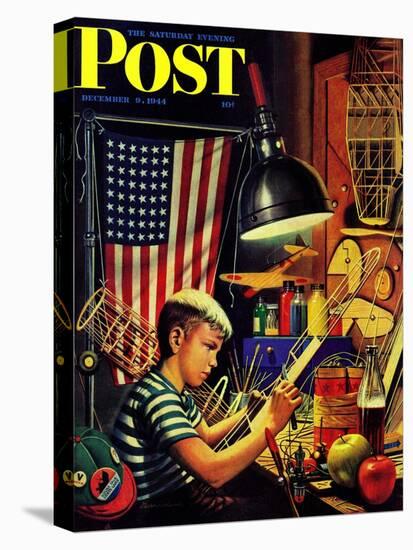 "Model Airplanes," Saturday Evening Post Cover, December 9, 1944-Stevan Dohanos-Stretched Canvas