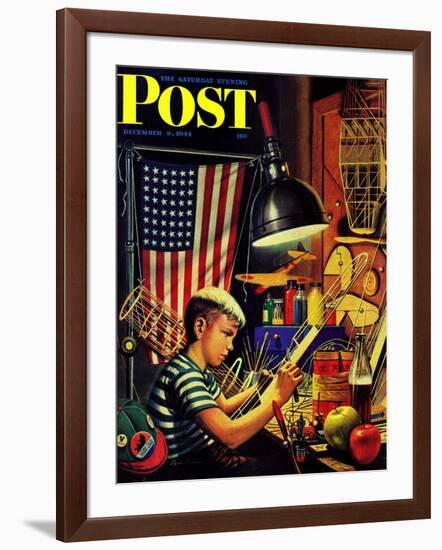 "Model Airplanes," Saturday Evening Post Cover, December 9, 1944-Stevan Dohanos-Framed Giclee Print