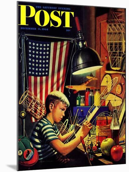 "Model Airplanes," Saturday Evening Post Cover, December 9, 1944-Stevan Dohanos-Mounted Giclee Print