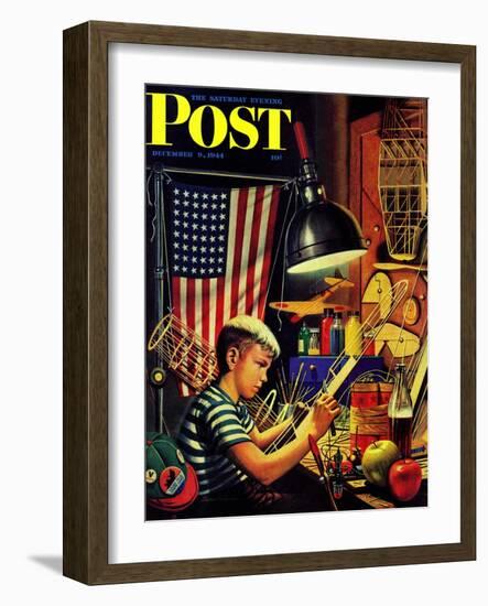 "Model Airplanes," Saturday Evening Post Cover, December 9, 1944-Stevan Dohanos-Framed Giclee Print