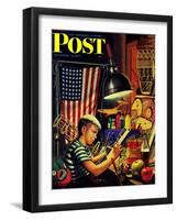 "Model Airplanes," Saturday Evening Post Cover, December 9, 1944-Stevan Dohanos-Framed Giclee Print