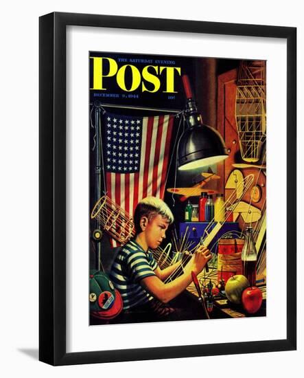 "Model Airplanes," Saturday Evening Post Cover, December 9, 1944-Stevan Dohanos-Framed Giclee Print