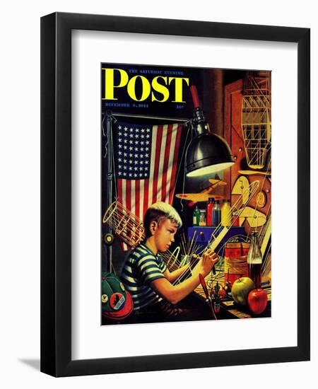 "Model Airplanes," Saturday Evening Post Cover, December 9, 1944-Stevan Dohanos-Framed Premium Giclee Print