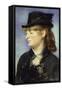 Model at Bar at Folies Bergeres-Edouard Manet-Framed Stretched Canvas