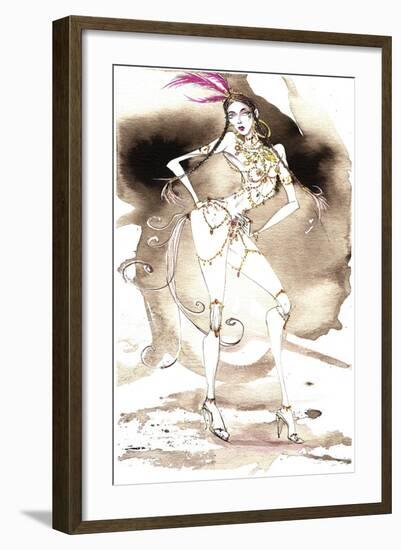 Model clad in jewellery and high heels-Neale Osborne-Framed Giclee Print