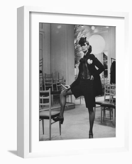 Model Danielle Sauvajeon in Paris Fashion Show 1968-Bill Ray-Framed Photographic Print