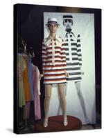 Model Dari Lallou Standing in Front of Poster of Twiggy Wearing Look a Like Outfit-Ralph Crane-Stretched Canvas