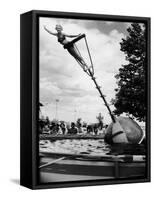 Model Demonstrating the Aqua Bobber-Francis Miller-Framed Stretched Canvas