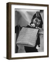 Model Displaying a Printed Leather Handbag-Gordon Parks-Framed Photographic Print