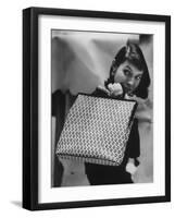 Model Displaying a Printed Leather Handbag-Gordon Parks-Framed Photographic Print