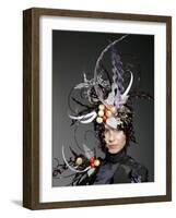 Model Displays a Creation by Pastry Chef Koichi Izumi During the Tokyo Sweets Collection 2009-null-Framed Photographic Print