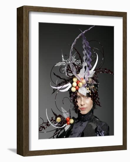 Model Displays a Creation by Pastry Chef Koichi Izumi During the Tokyo Sweets Collection 2009-null-Framed Photographic Print