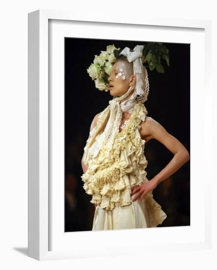 Model Displays Creation by Aya Furuhashi During Tokyo Fashion Week-null-Framed Photographic Print