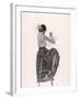 Model Dorian Leigh Wearing White Organdy Shirt with Full Print Skirt by Ceil Chapman-Gjon Mili-Framed Photographic Print