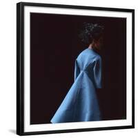 Model Dressed in a Blue Coat by Roberto Capucci, Paris, France, 1962-Paul Schutzer-Framed Premium Photographic Print