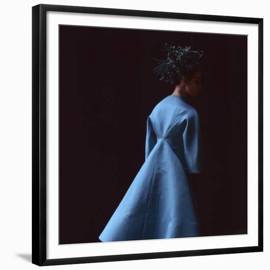 Model Dressed in a Blue Coat by Roberto Capucci, Paris, France, 1962-Paul Schutzer-Framed Premium Photographic Print