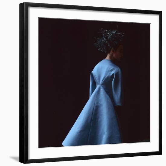 Model Dressed in a Blue Coat by Roberto Capucci, Paris, France, 1962-Paul Schutzer-Framed Photographic Print