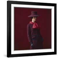 Model Dressed in a Matching Tweed Hat, Jacket, and Skirt by Yves St Laurent, Paris, France, 1962-Paul Schutzer-Framed Photographic Print