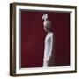 Model Dressed in a White Turban, Gloves, and Brocade Coat by Yves St Laurent, Paris, France, 1962-Paul Schutzer-Framed Premium Photographic Print