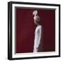 Model Dressed in a White Turban, Gloves, and Brocade Coat by Yves St Laurent, Paris, France, 1962-Paul Schutzer-Framed Premium Photographic Print