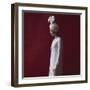 Model Dressed in a White Turban, Gloves, and Brocade Coat by Yves St Laurent, Paris, France, 1962-Paul Schutzer-Framed Photographic Print