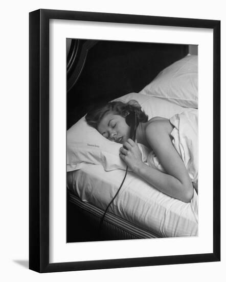 Model Gaby Bouche Talking on the Phone from Her Hotel Room-Nina Leen-Framed Photographic Print
