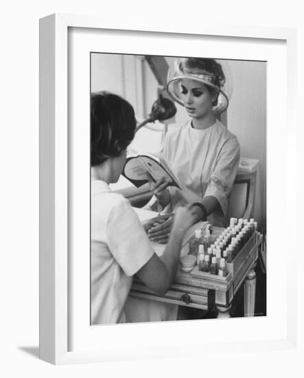 Model Getting a Manicure Prior to the "April in Paris" Charity Ball-Yale Joel-Framed Photographic Print