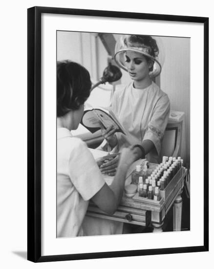 Model Getting a Manicure Prior to the "April in Paris" Charity Ball-Yale Joel-Framed Photographic Print