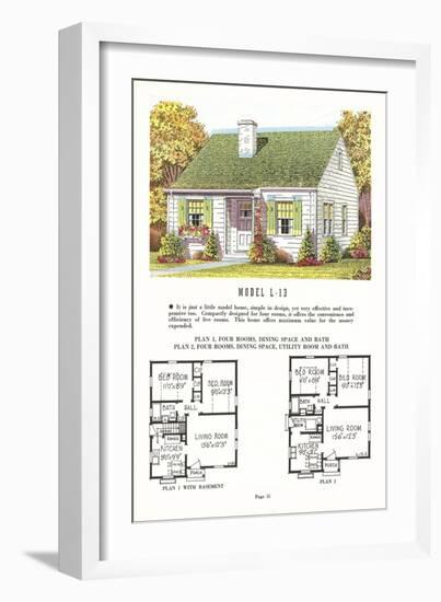 Model House and Floor Plan-null-Framed Art Print