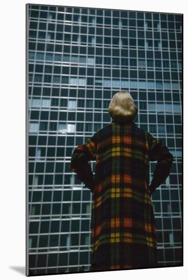 Model in a Long, Wool Coat with Plaid, Autumn Colors, New York, New York, 1954-Nina Leen-Mounted Premium Photographic Print