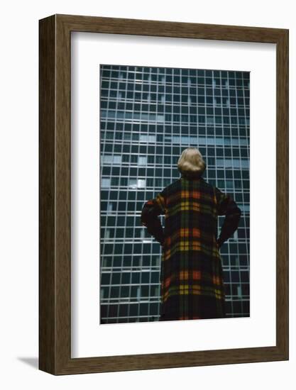 Model in a Long, Wool Coat with Plaid, Autumn Colors, New York, New York, 1954-Nina Leen-Framed Photographic Print