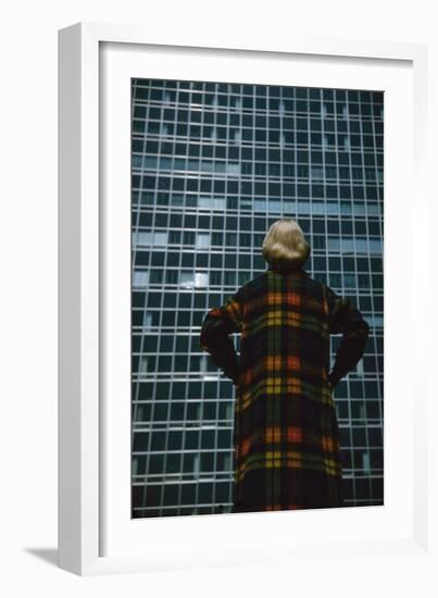 Model in a Long, Wool Coat with Plaid, Autumn Colors, New York, New York, 1954-Nina Leen-Framed Photographic Print