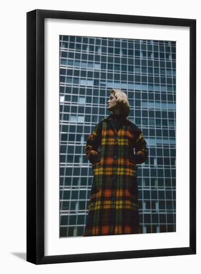 Model in a Long, Wool Coat with Plaid, New York, New York, 1954-Nina Leen-Framed Photographic Print