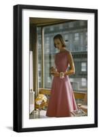 Model in a Pink, Trigere-Designed Cocktail Dress, New York, New York, 1954-Nina Leen-Framed Photographic Print