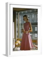 Model in a Pink, Trigere-Designed Cocktail Dress, New York, New York, 1954-Nina Leen-Framed Photographic Print