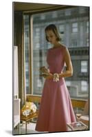 Model in a Pink, Trigere-Designed Cocktail Dress, New York, New York, 1954-Nina Leen-Mounted Photographic Print