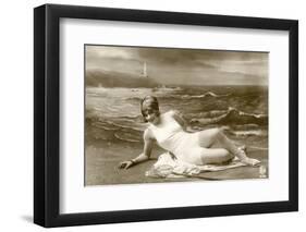 Model in a swim suit-French School-Framed Premium Photographic Print