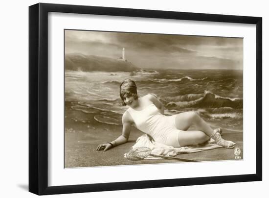 Model in a swim suit-French School-Framed Photographic Print