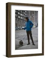 Model in a Tom Brigance-Designed Outfit, Walks a Poodle on a City Street, New York, NY, 1954-Nina Leen-Framed Photographic Print