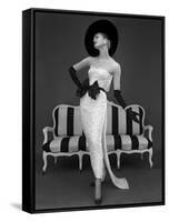 Model in John Cavanagh's Strapless Evening Gown, Spring 1957-John French-Framed Stretched Canvas