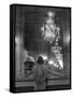 Model in Ostrich Feather Trimmed Gown Pausing to Regard Herself in Grand Mirror of Molyneux Atelier-Alfred Eisenstaedt-Framed Stretched Canvas