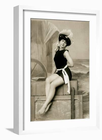 Model in swimsuit-French School-Framed Photographic Print