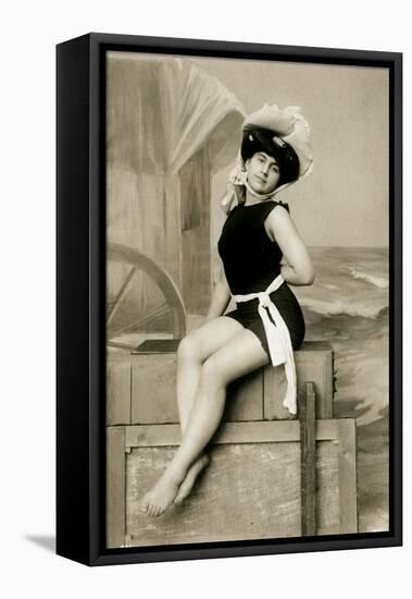 Model in swimsuit-French School-Framed Stretched Canvas
