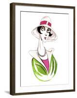 Model in wide-brimmed had-Neale Osborne-Framed Giclee Print