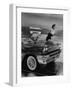 Model Jean Littleton in Swimsuit, Posing as Hood Ornament on the Front of a New de Soto Convertible-Walter Sanders-Framed Photographic Print