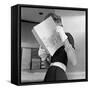 Model Jean Patchett Modeling Cheap White Touches That Set Off Expensive Black Dress-Nina Leen-Framed Stretched Canvas