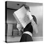 Model Jean Patchett Modeling Cheap White Touches That Set Off Expensive Black Dress-Nina Leen-Stretched Canvas