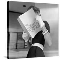 Model Jean Patchett Modeling Cheap White Touches That Set Off Expensive Black Dress-Nina Leen-Stretched Canvas