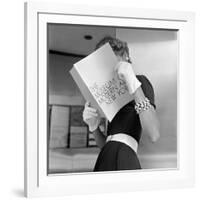 Model Jean Patchett Modeling Cheap White Touches That Set Off Expensive Black Dress-Nina Leen-Framed Premium Photographic Print